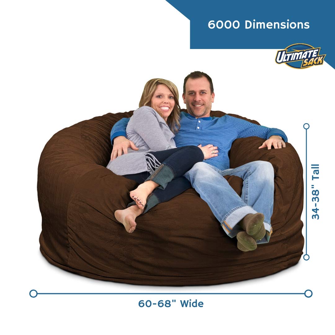 6000 Bean Bag Chair withFootstool: Giant Foam-Filled Furniture