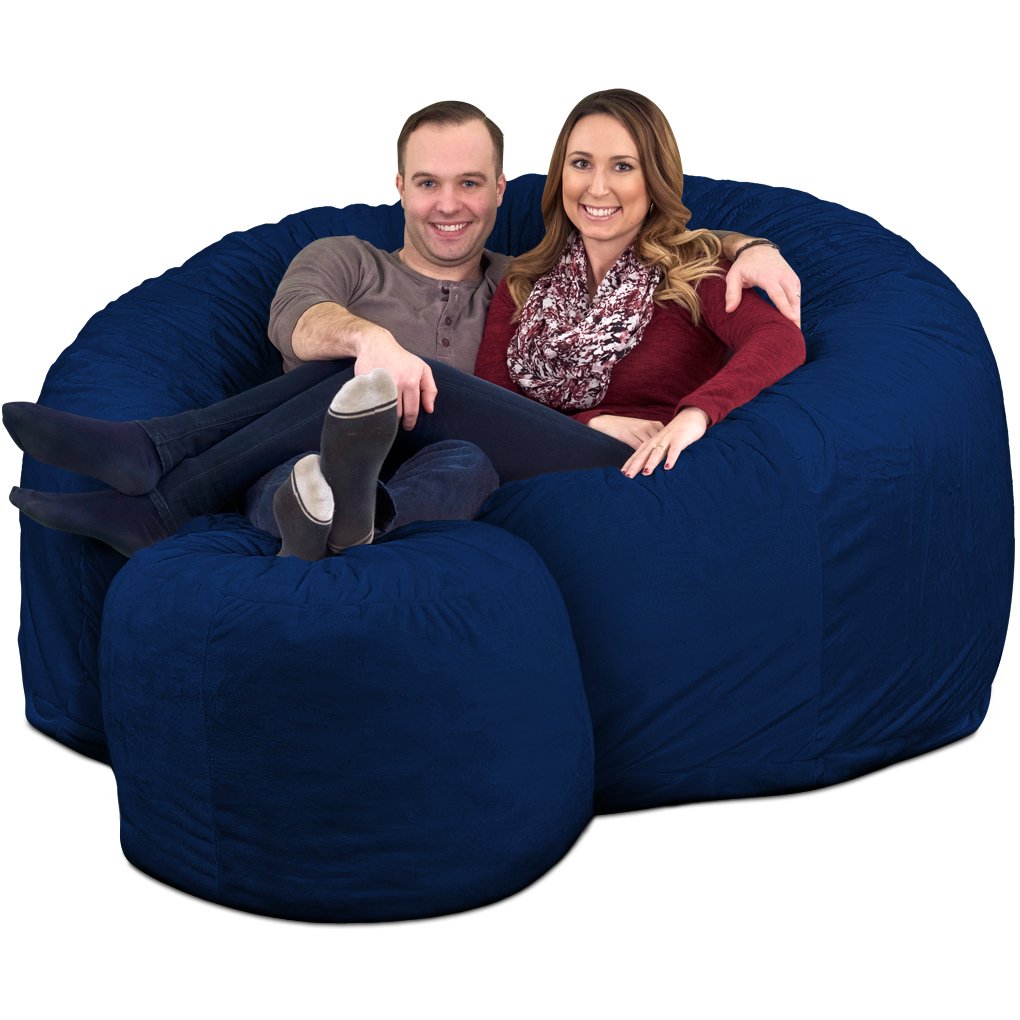 6000 Bean Bag Chair withFootstool: Giant Foam-Filled Furniture