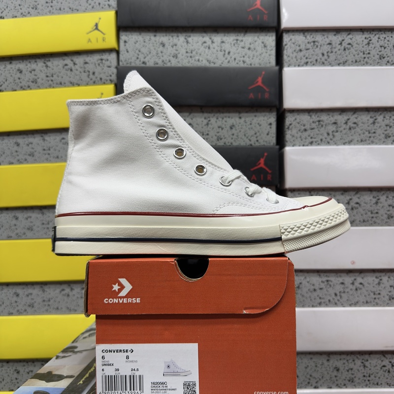 Converse 1970s White High Top Red Trim