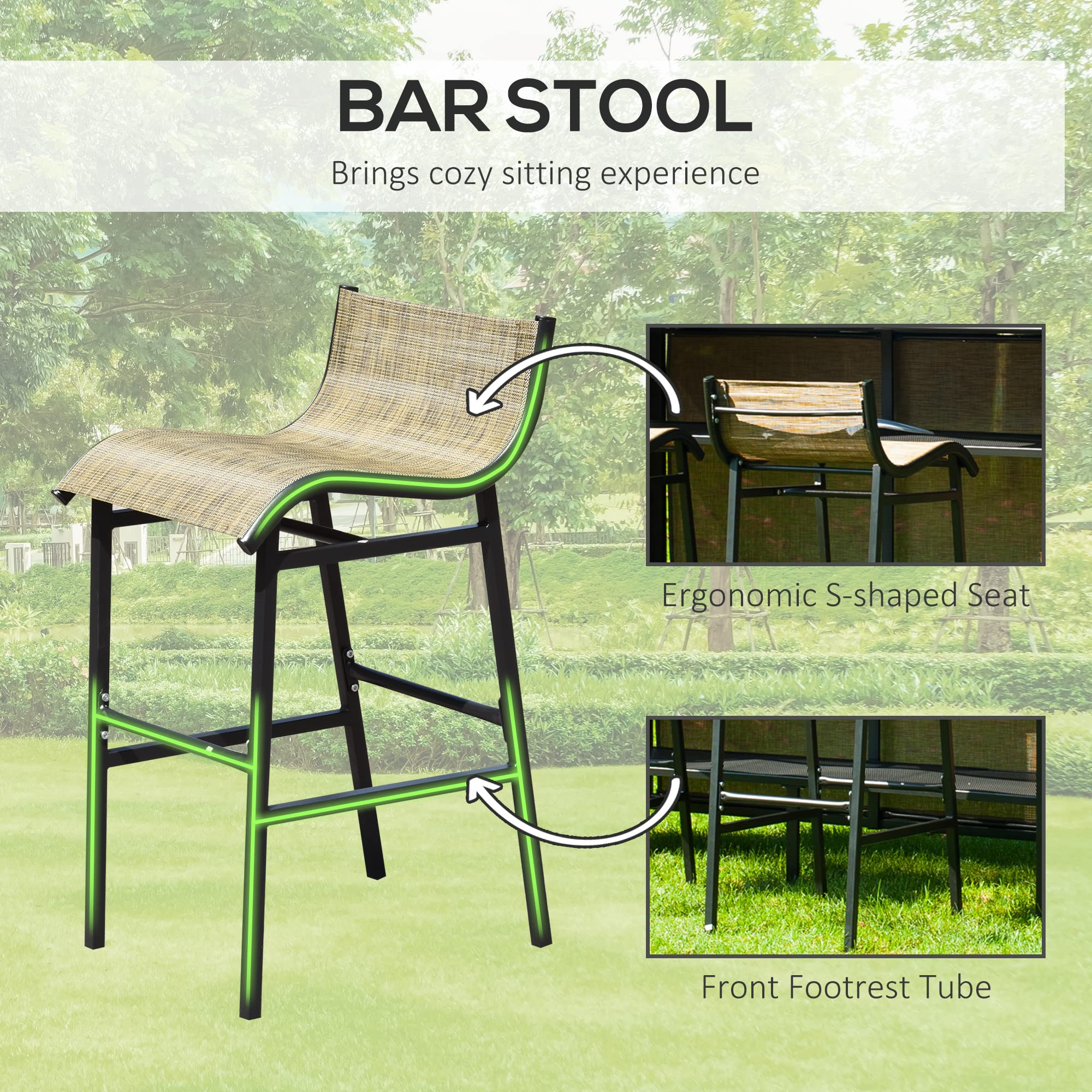 3 Pcs Bar Set for 2 with Canopy