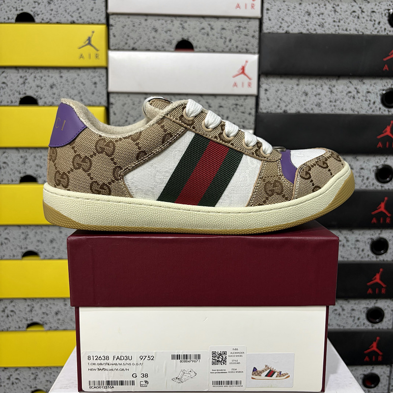 Gucci Screener Beige Magenta Purple Heel