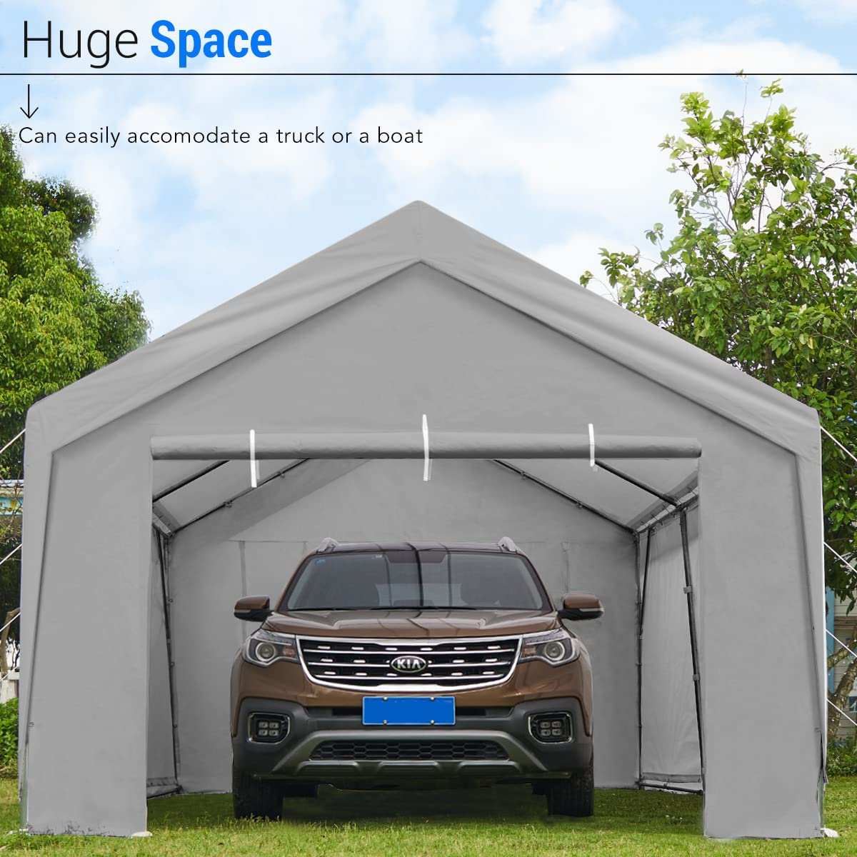 12x20 ft Upgraded Heavy Duty Carport with Removable Sidewalls