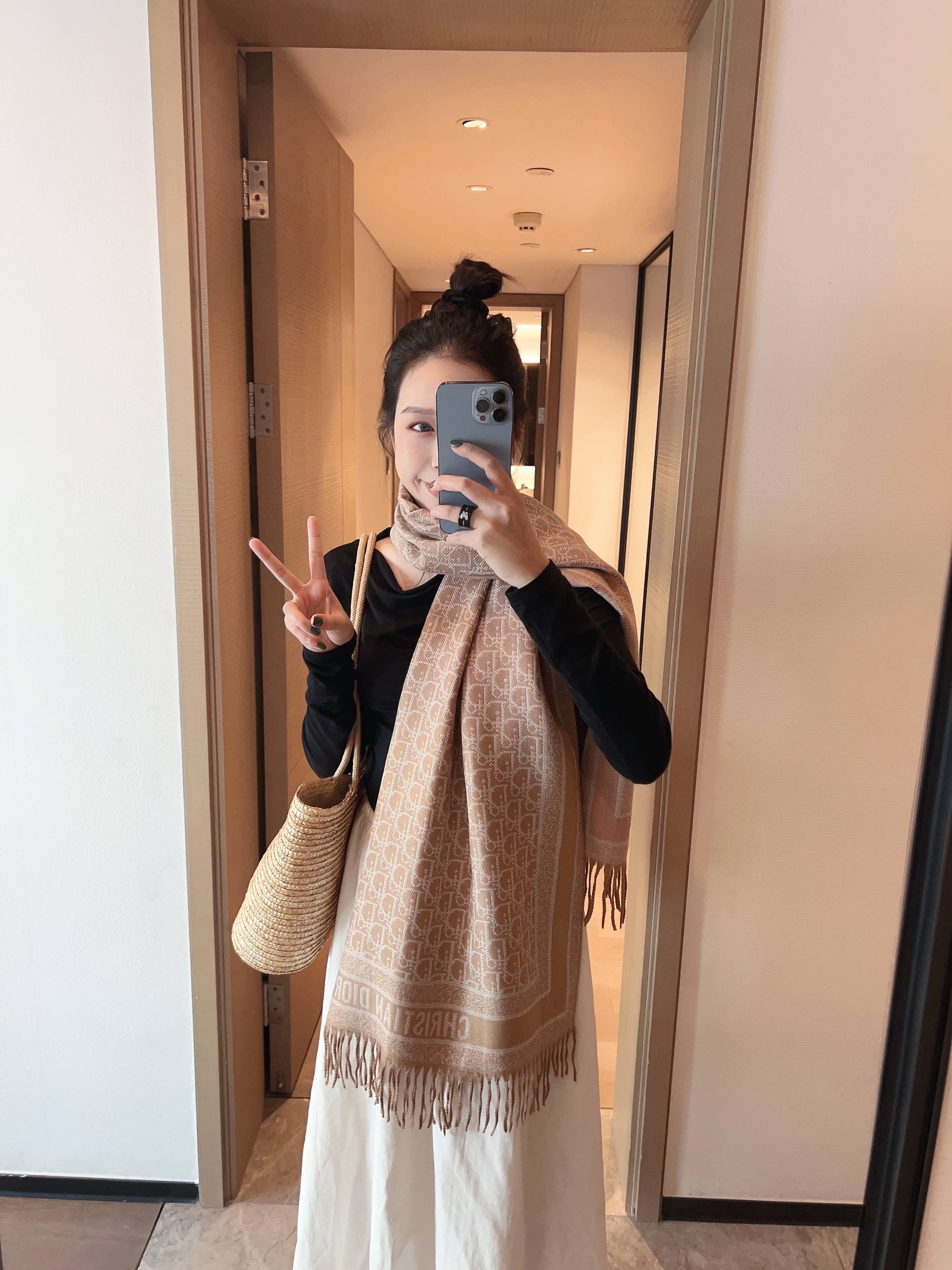 Dior Scarf Blue and Beige