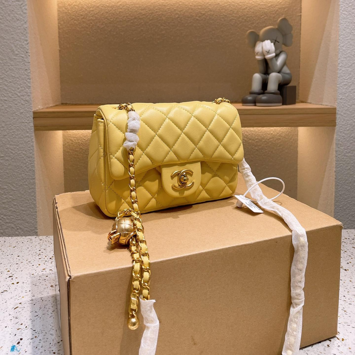 Chanel Classic Flap Bag with Gold Ball Chain (Large Mini)