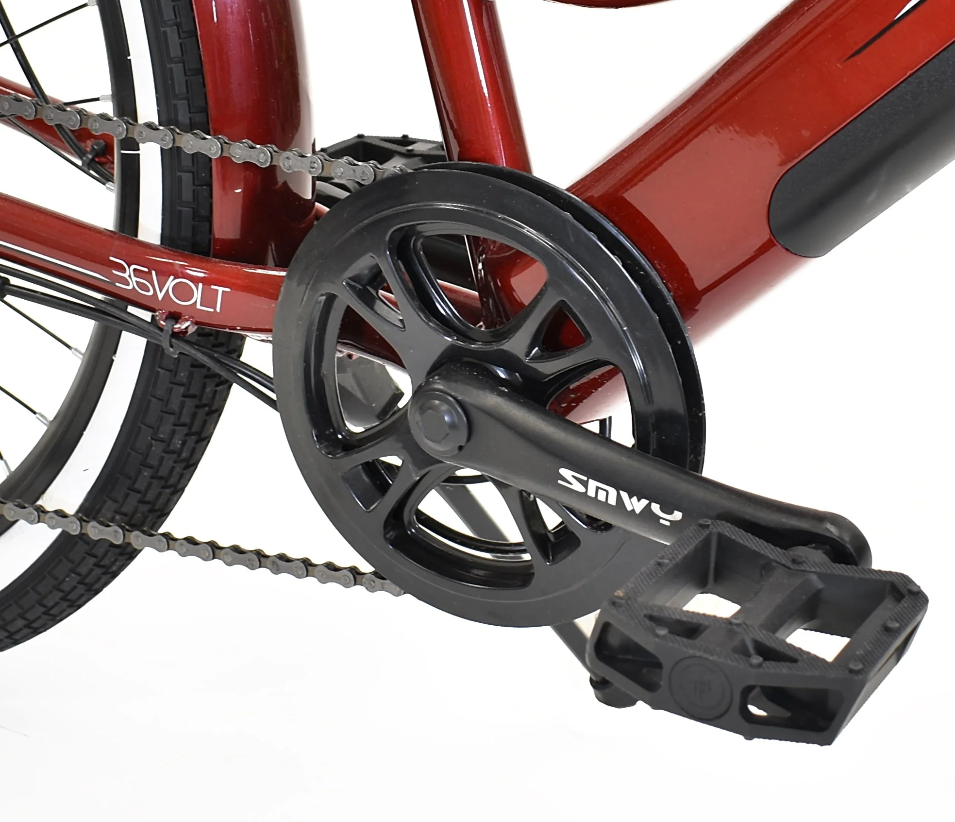 Kent 26in Pedal-Assist Electric Cruiser Bike, 350W, Red