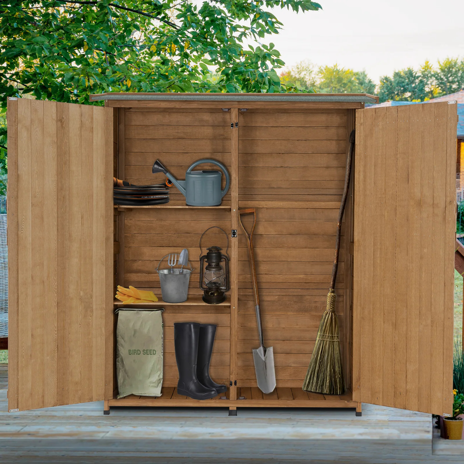 4.5x1.5 ft Solid Wood Lean-To Tool Shed