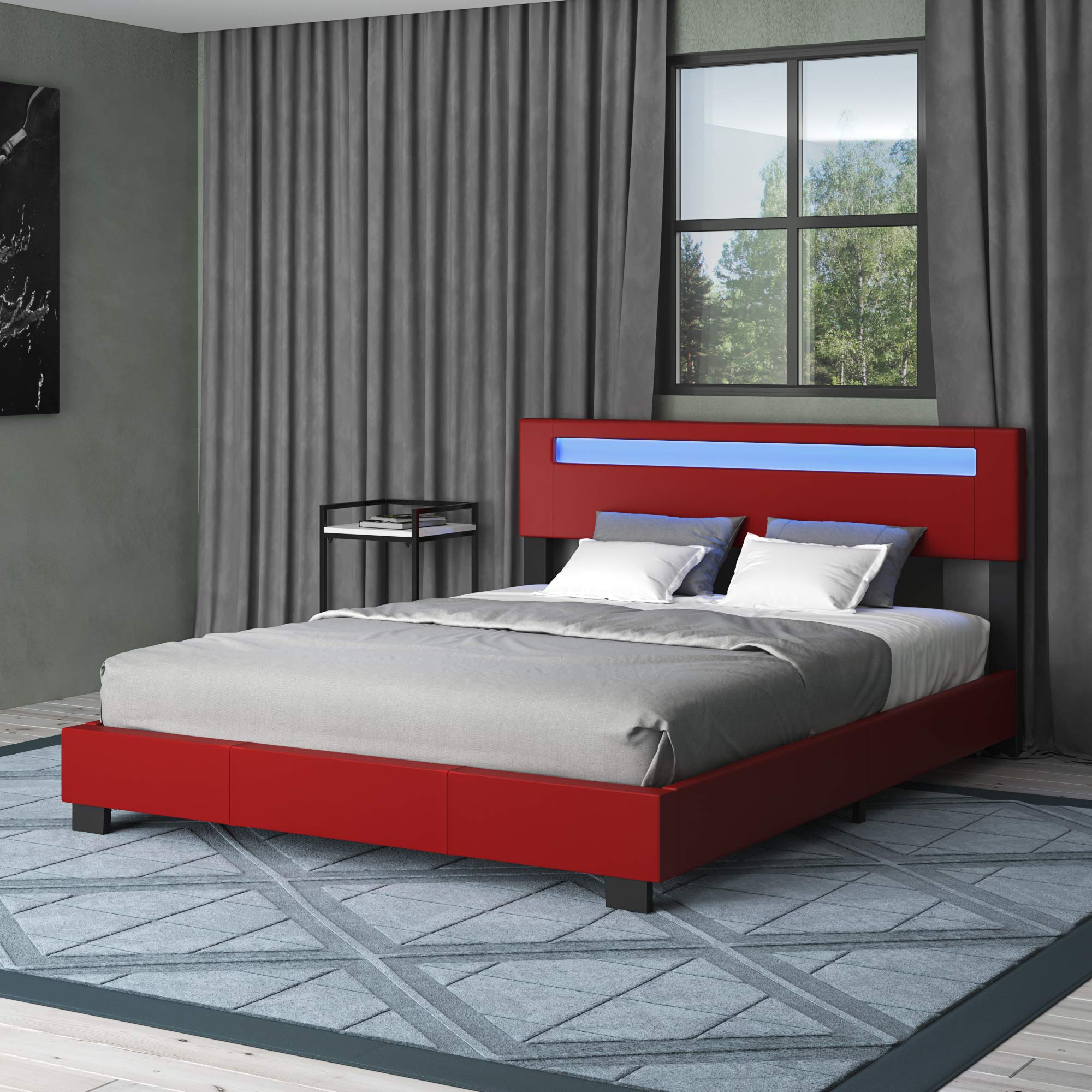 Pezzolla LED Bed - Contemporary Modern Low Profile Platform Bed