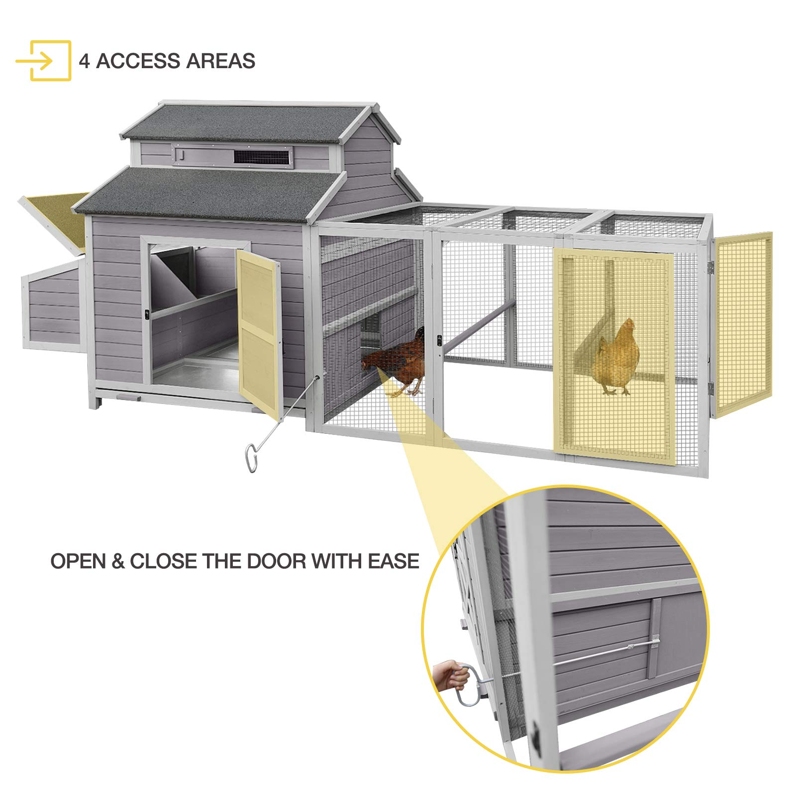 115in Super Large Wooden Chicken Coop Hen House Poultry Cage
