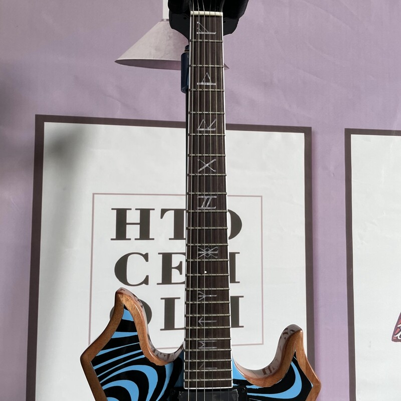 Zakk Wylde Audio Blue Electric Guitar Solid Black Hardware Primary Back & Side-