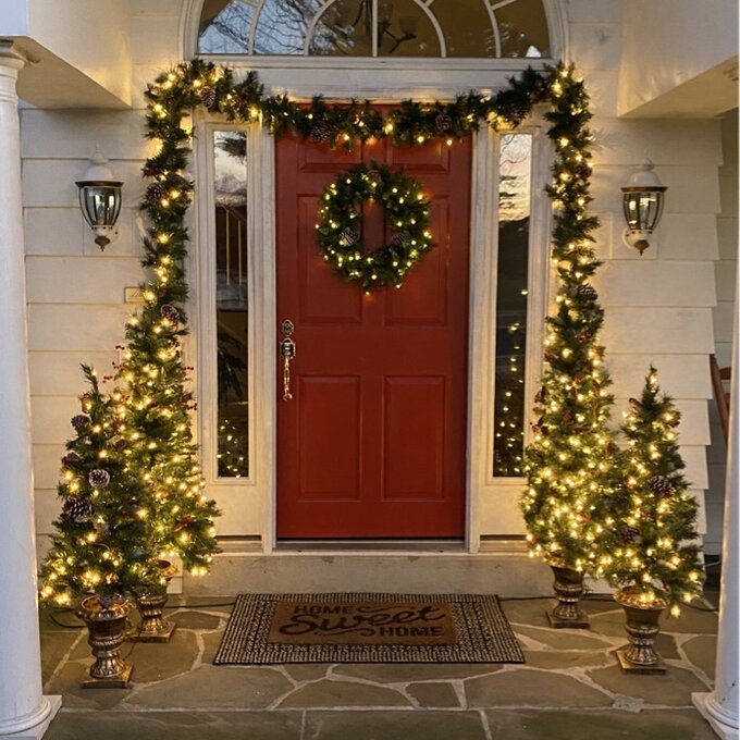 Frosted Berry 48'' Lighted Artificial Pine Christmas Tree
