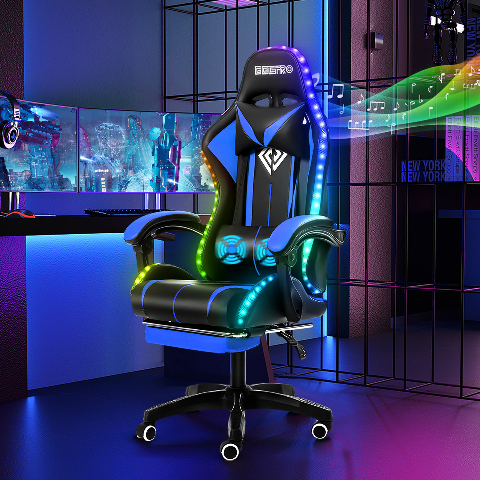 RGB PC & Racing Game Chair With Massage And Bluetooth