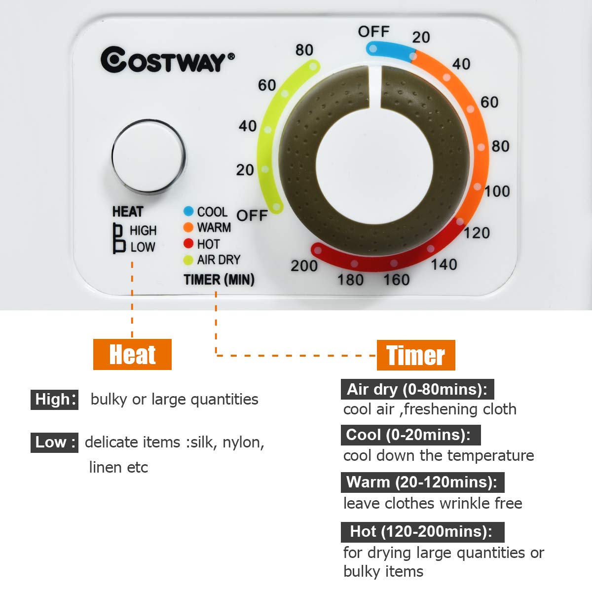 COSTWAY Compact Laundry Dryer