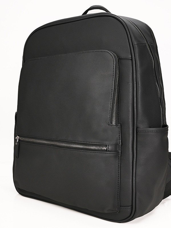 Professional Black Leather Laptop Backpack