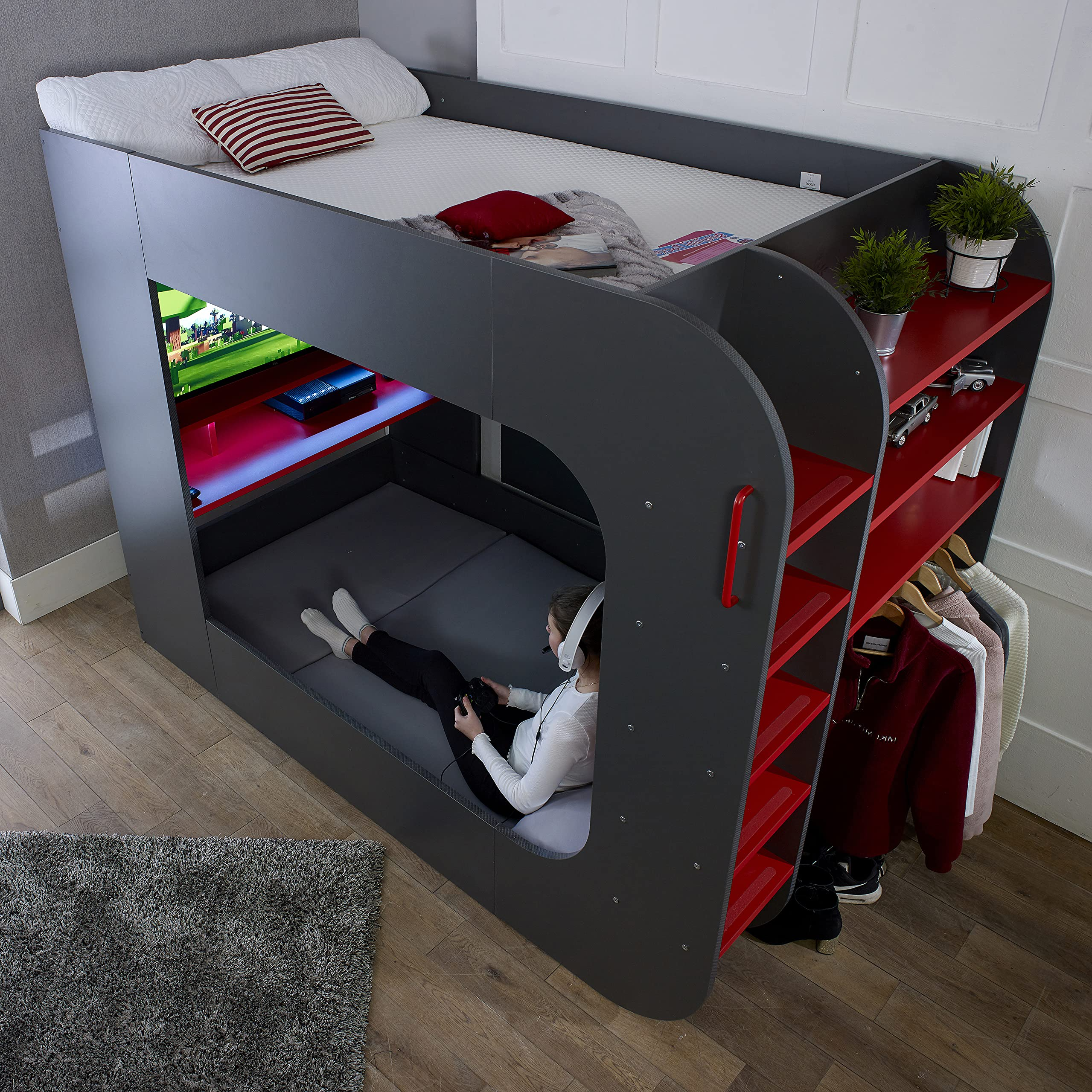 PodBed High Sleeper Gaming Bed with Sofa Bed