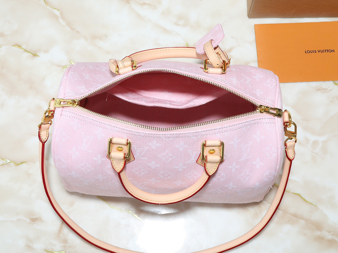 Louis Vuitton Speedy30 Bandoulière Monogram Jacquard Denim Pink