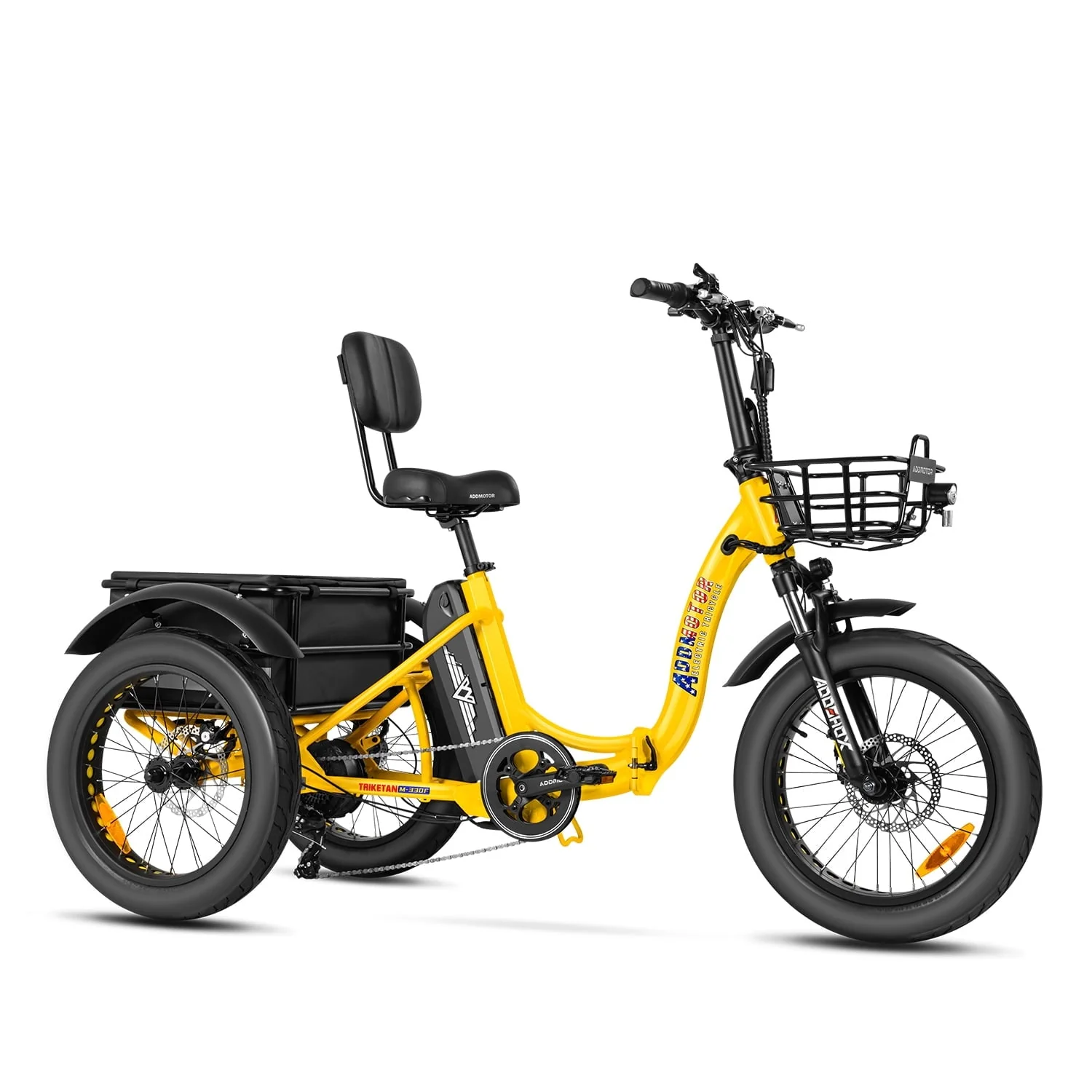 Addmotor M-330F Folding Electric Tricycle, 750W, 48V 20Ah, Yellow