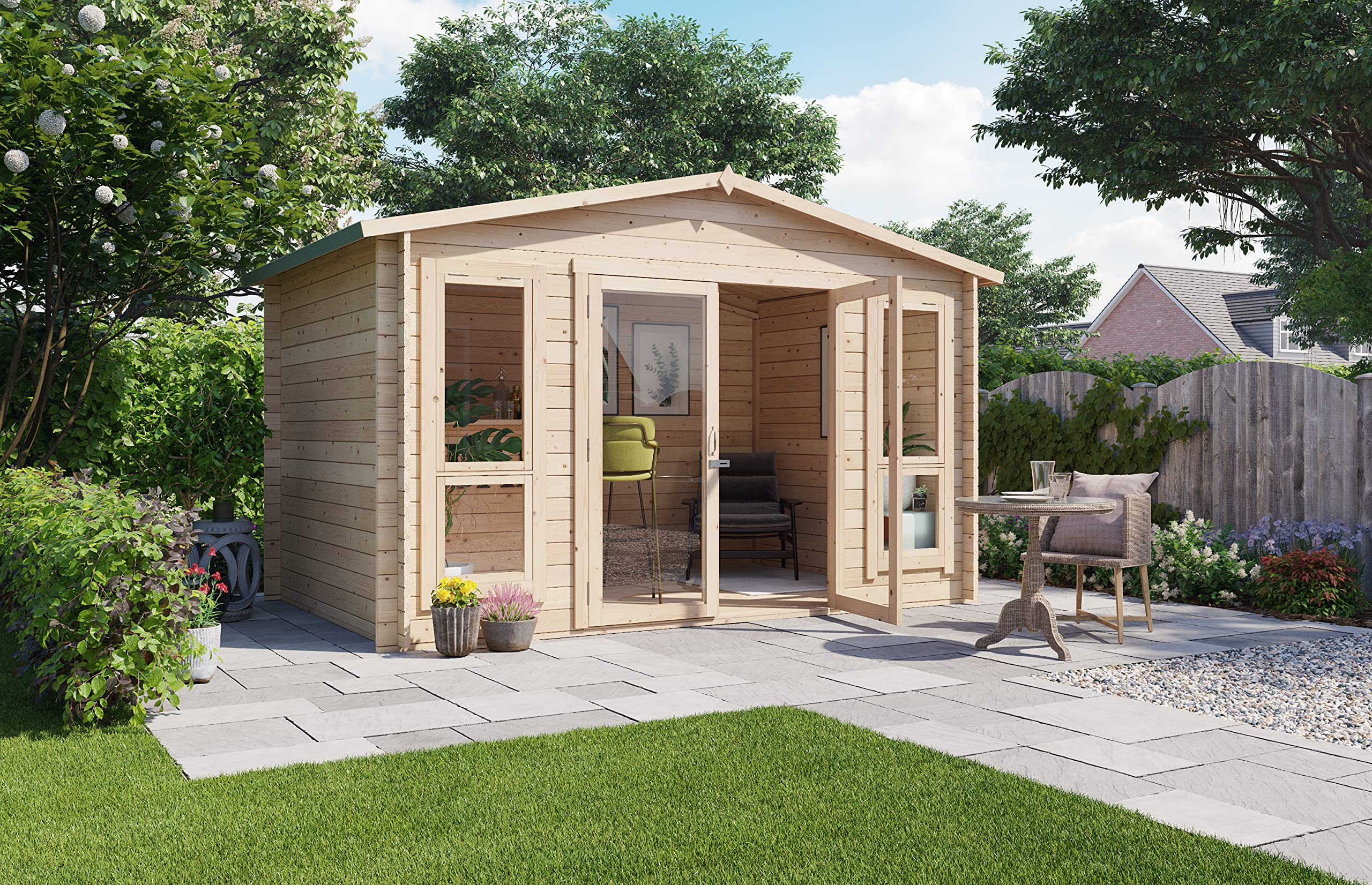 Log Cabin Summerhouse Garden Bar Room Apex Wooden Summer