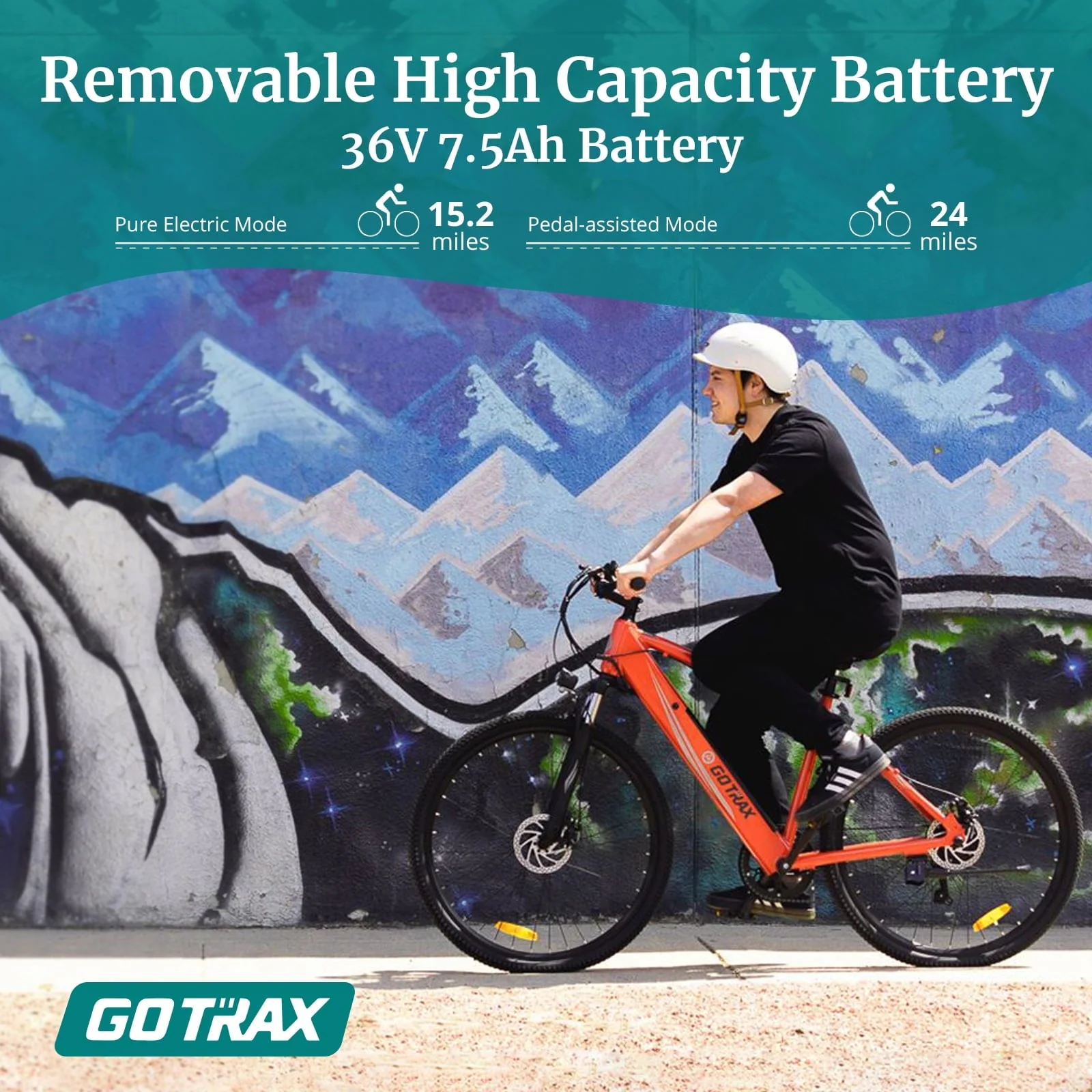 GOTRAX Alpha 29in Electric Mountain Bike, 350W, Orange