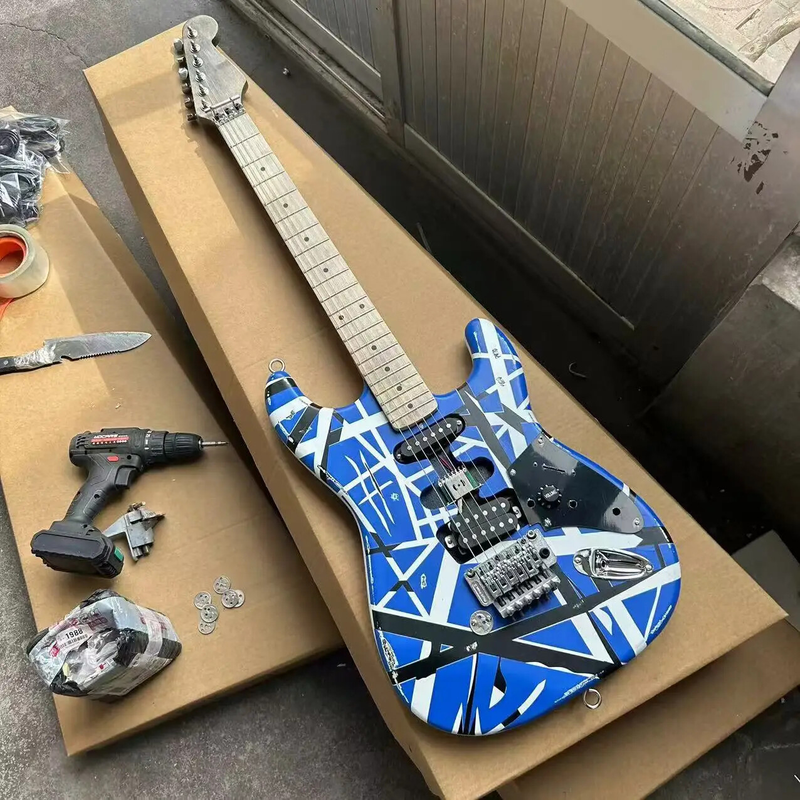 Black and White Striped Electric Guitar Wholesale and Retail 6 strings