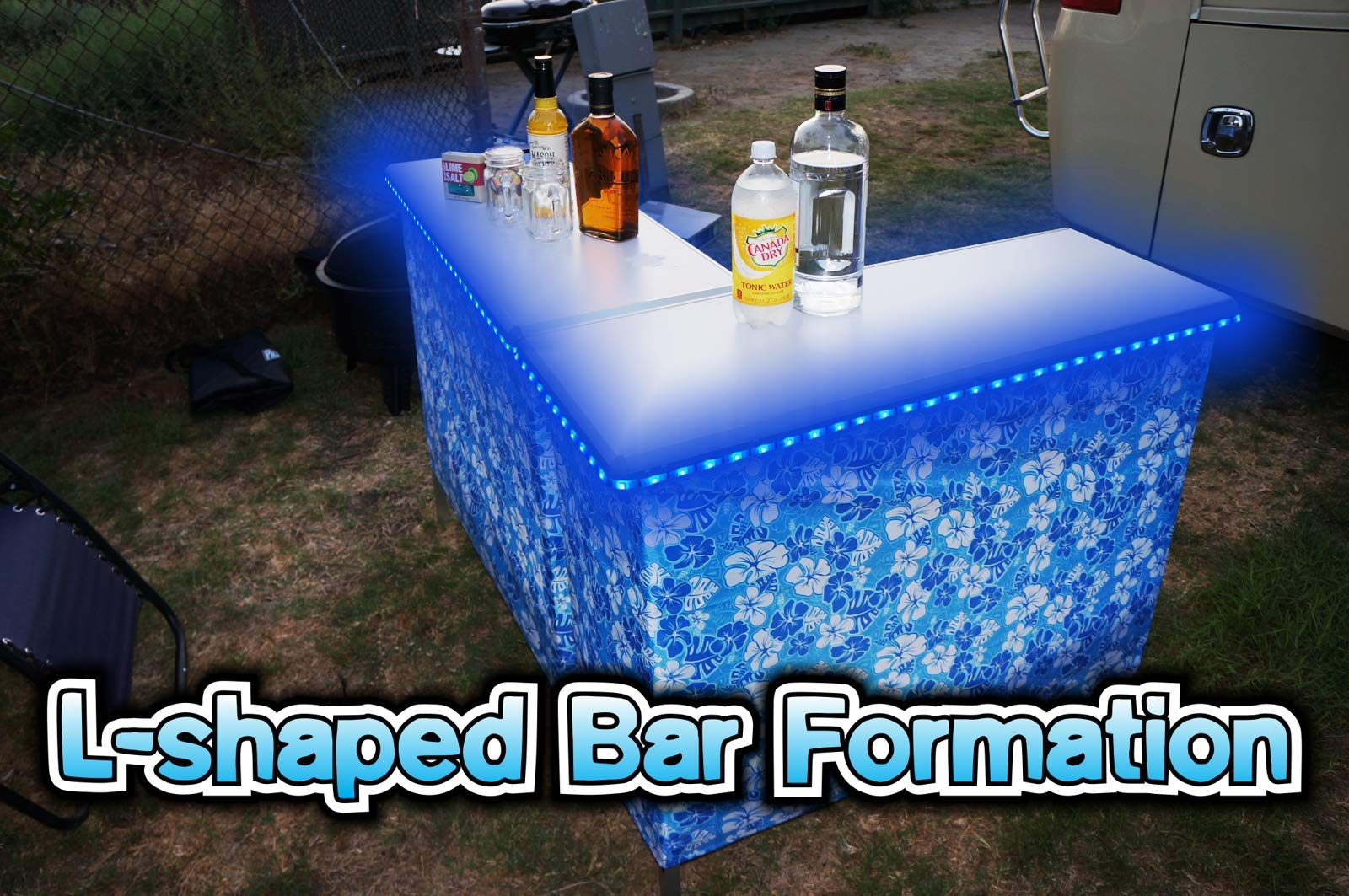 Folding Portable Party Bar withColor-Changing LED Lights, Black
