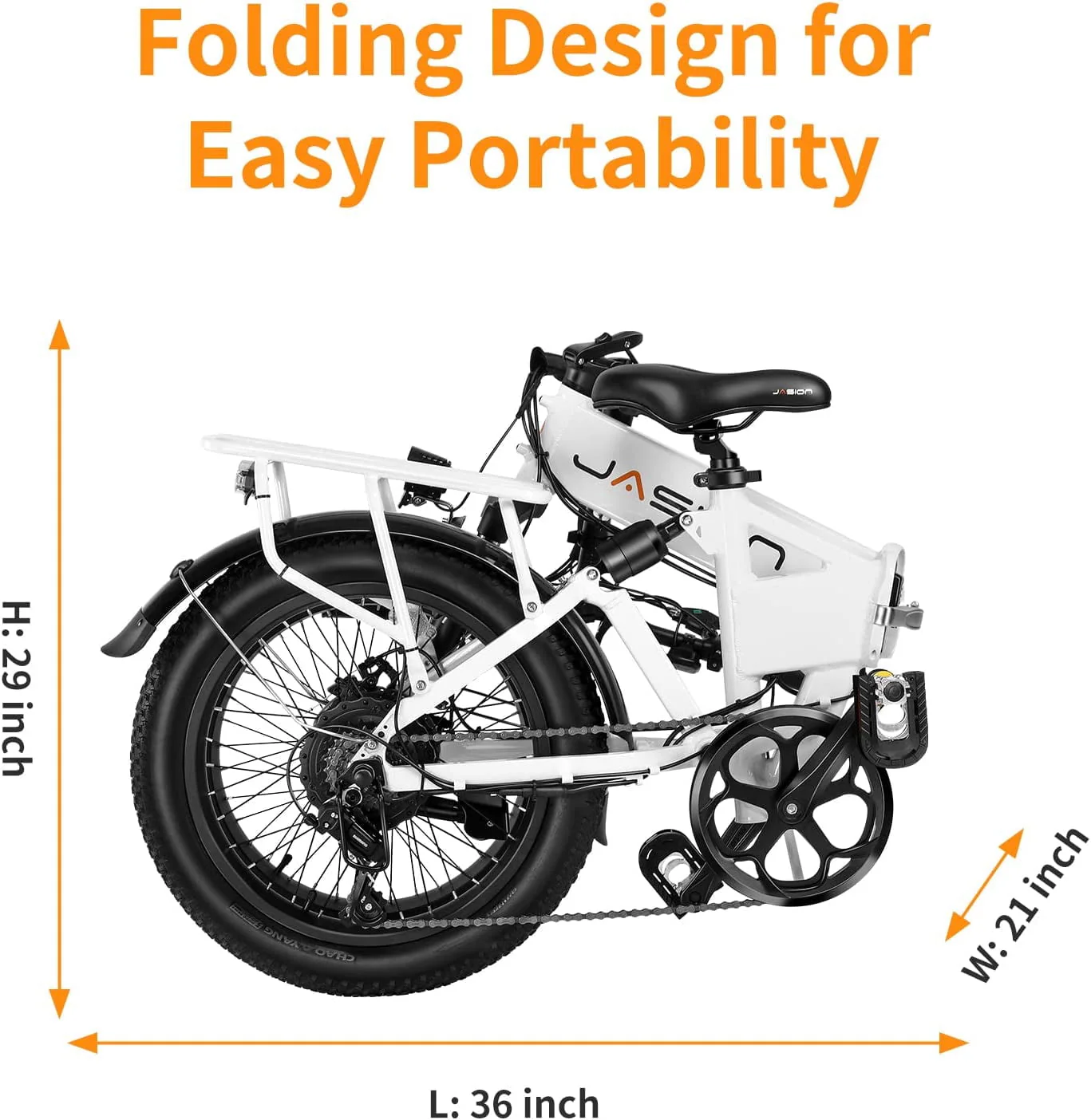 Jasion EB7 2.0 20in Folding Fat Tire Electric Bike, 500W, 48V 10Ah