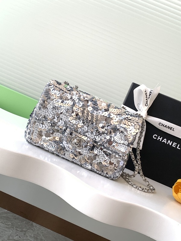 Chanel Fringe Sequin Bag Silver
