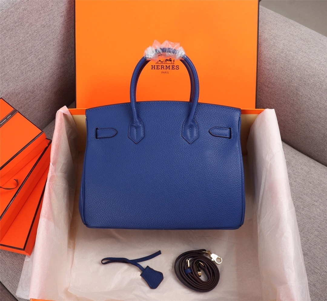 Top Quality Hermes  Epsom Birkin 30 Bleu Electrique Handbag