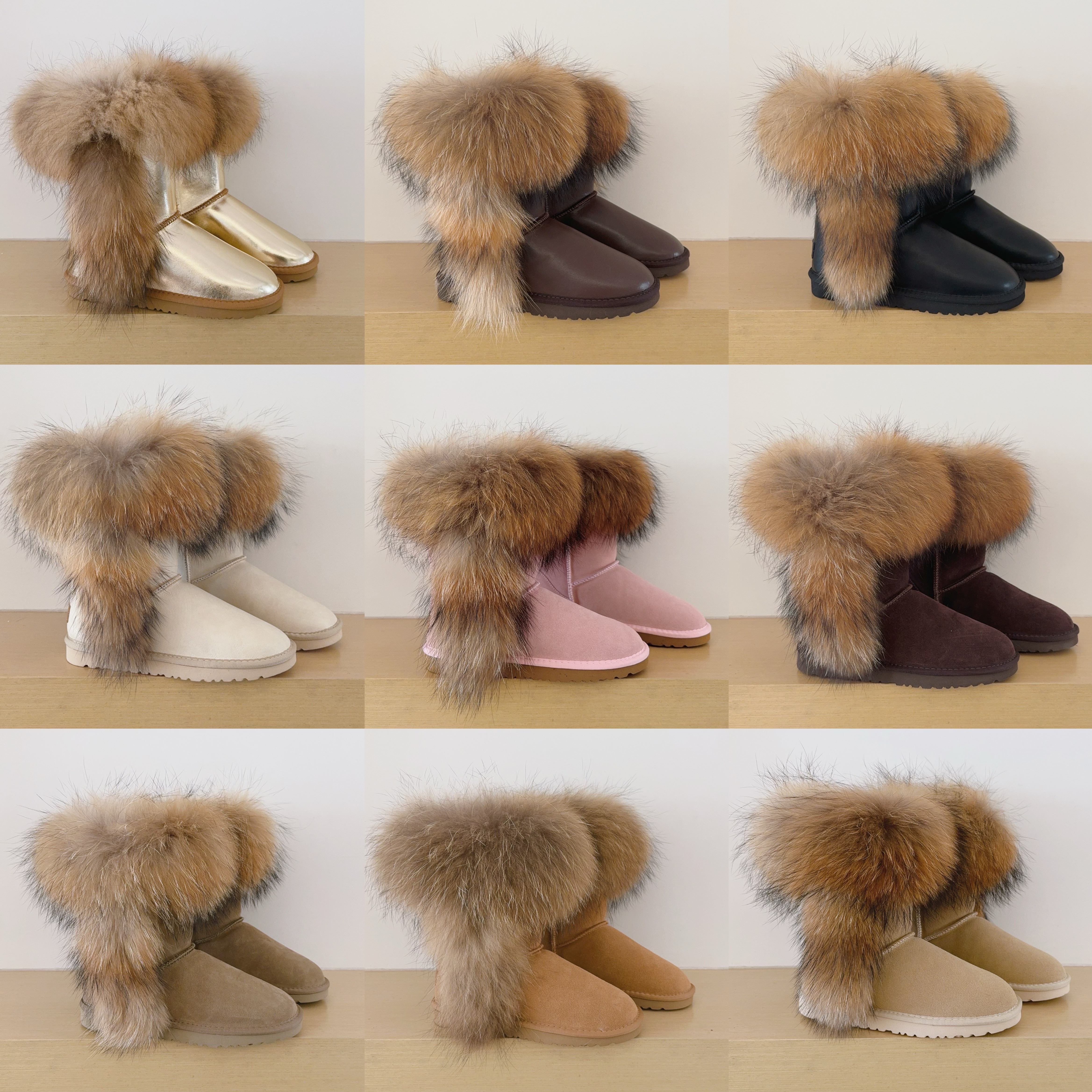 5825 Genuine Fur Trim Mid-Calf Boots