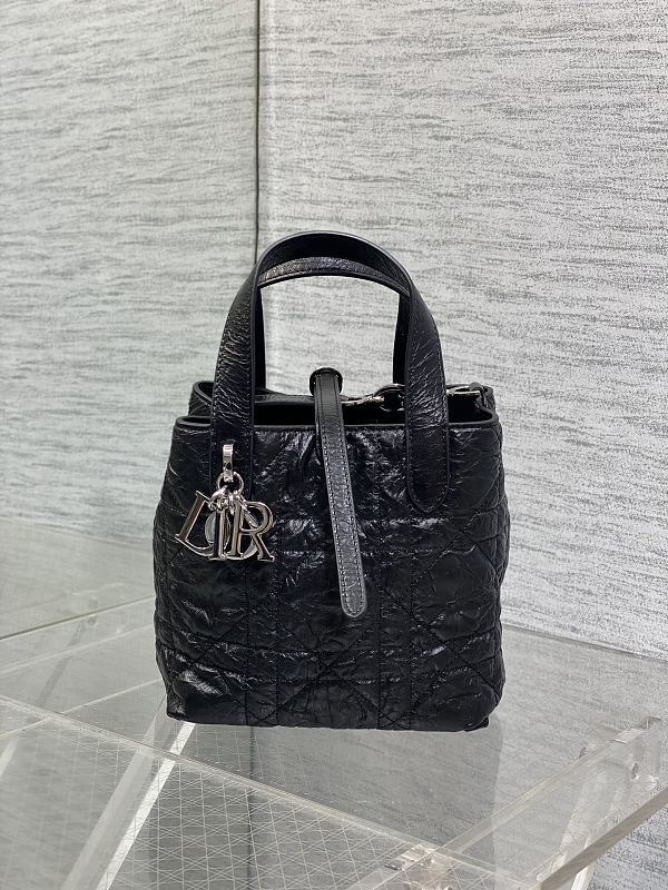 Dior Toujours Vertical Tote Bag Small Black Waxed Leather