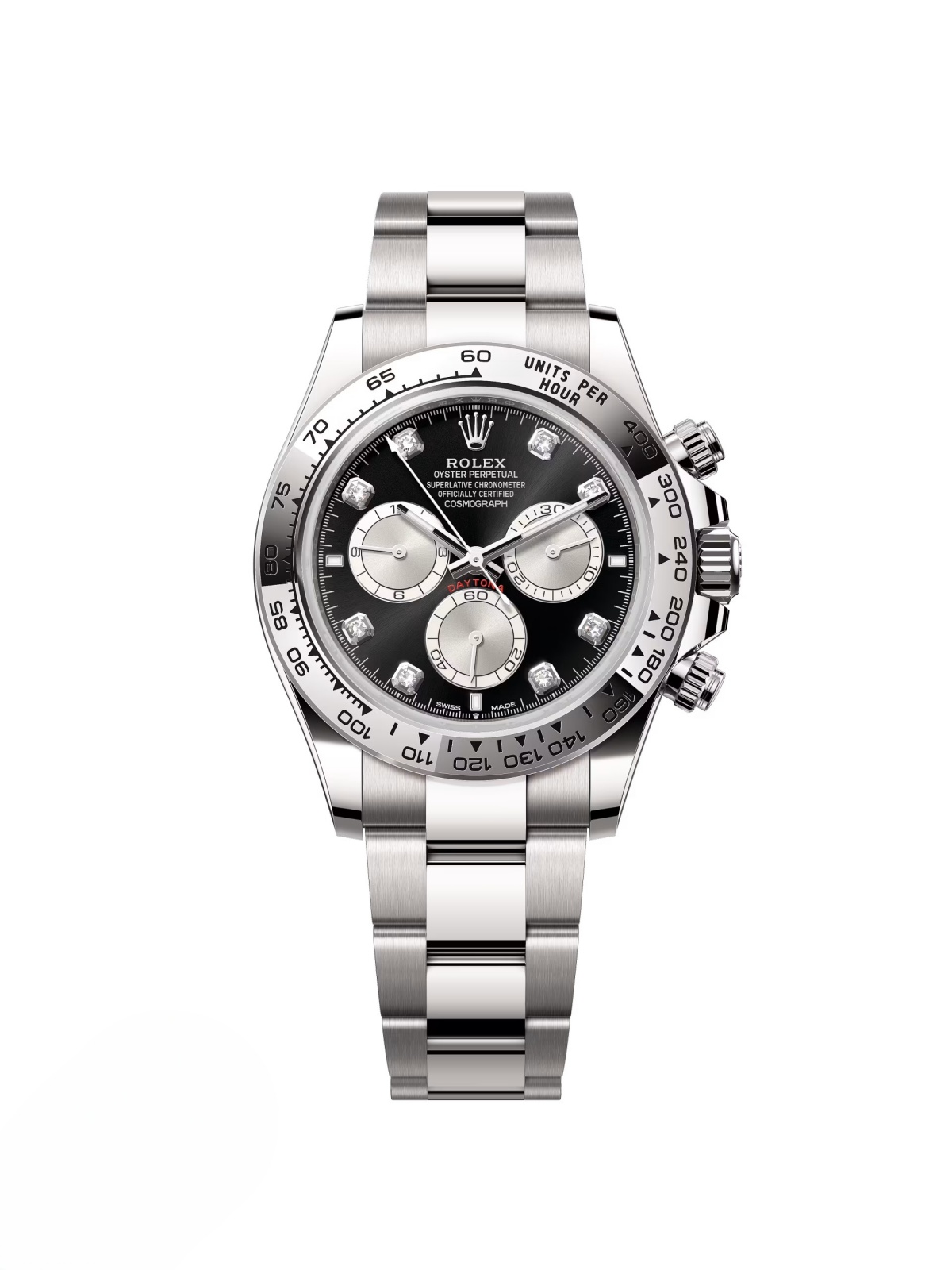 【Super Clone】Rolex Daytona White Gold / Black/ Diamond-Set /Oyster  m126509-0002