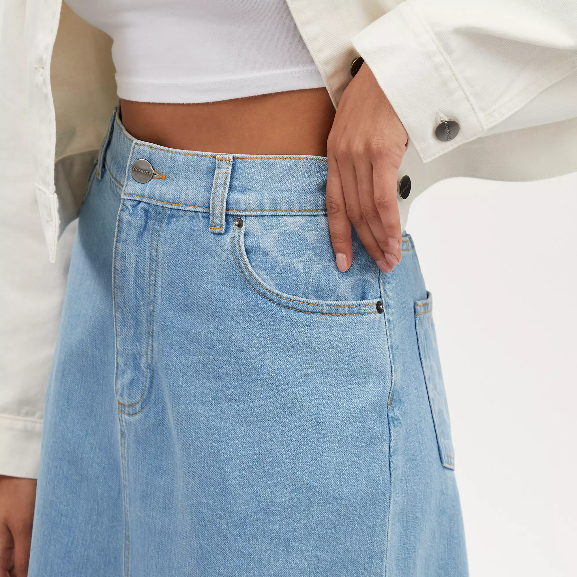 Outlet Mid Denim Skirt