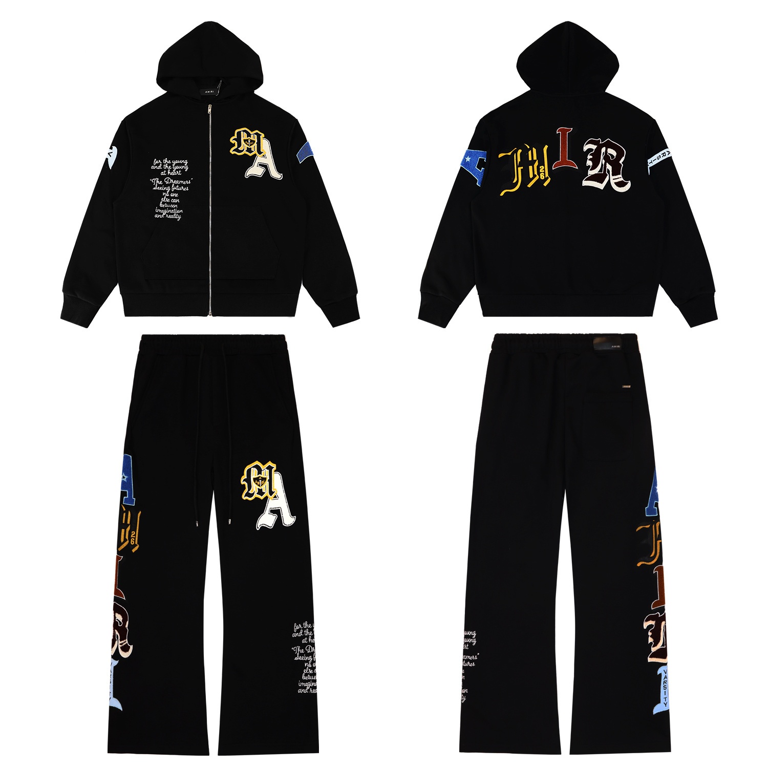 Amiri Varsity Patch Printed Sweatsuit Black
