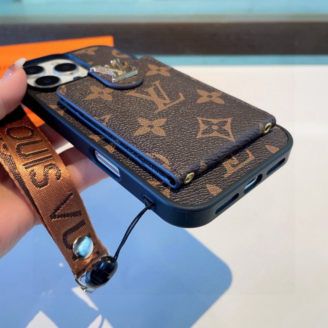 LV Classic Monogram Full Coverage Case - Top & Bottom Card Slots + Lanyard