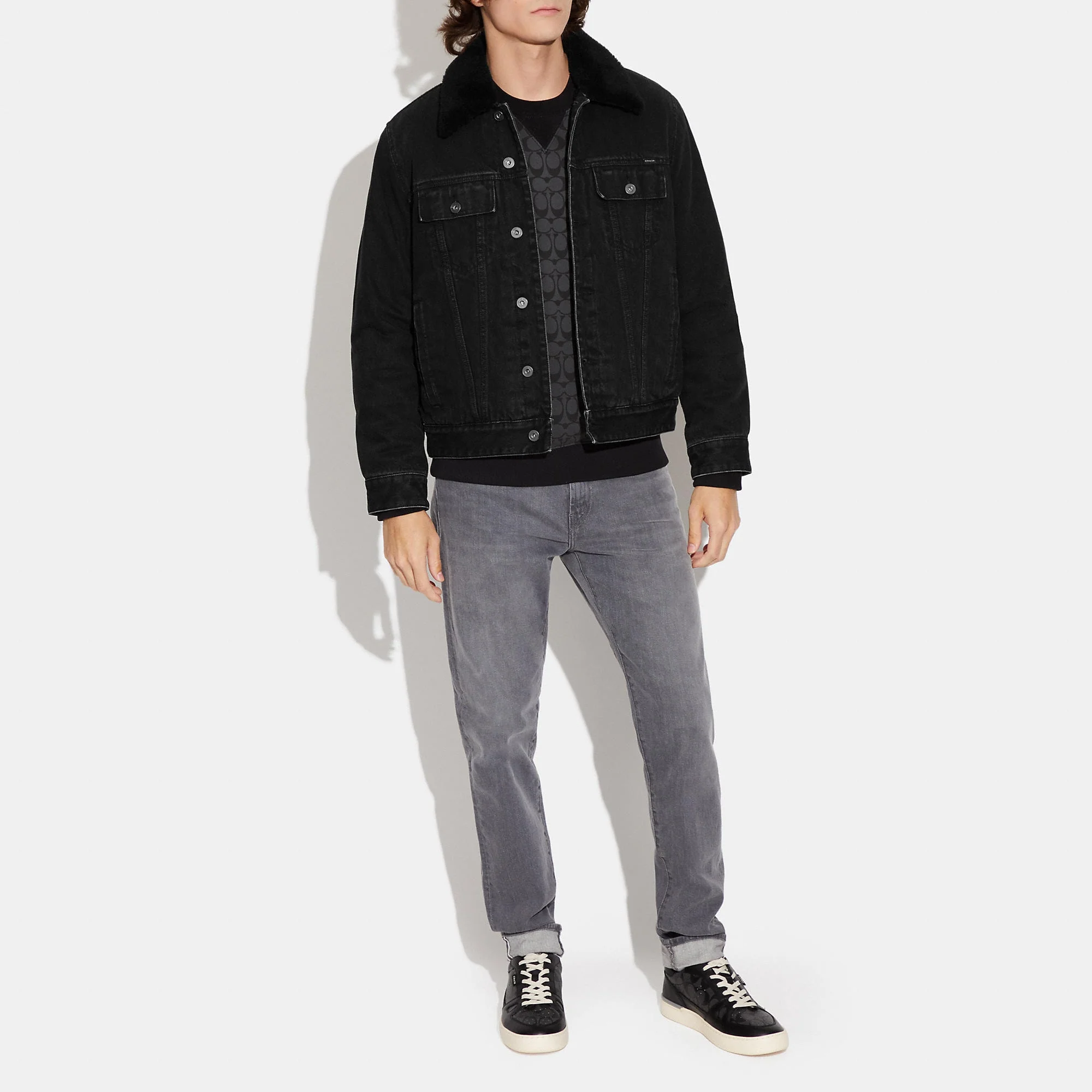 Outlet Denim Jacket With Sherpa Lining