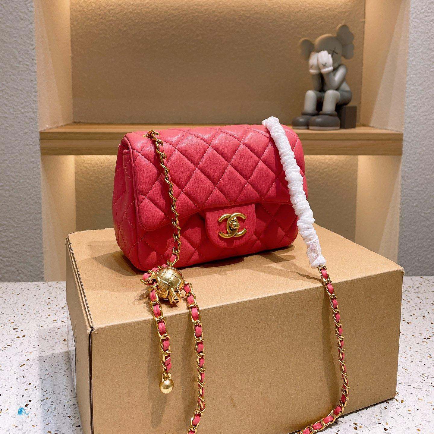 Chanel Classic Flap Bag with Gold Ball Chain (Large Mini)
