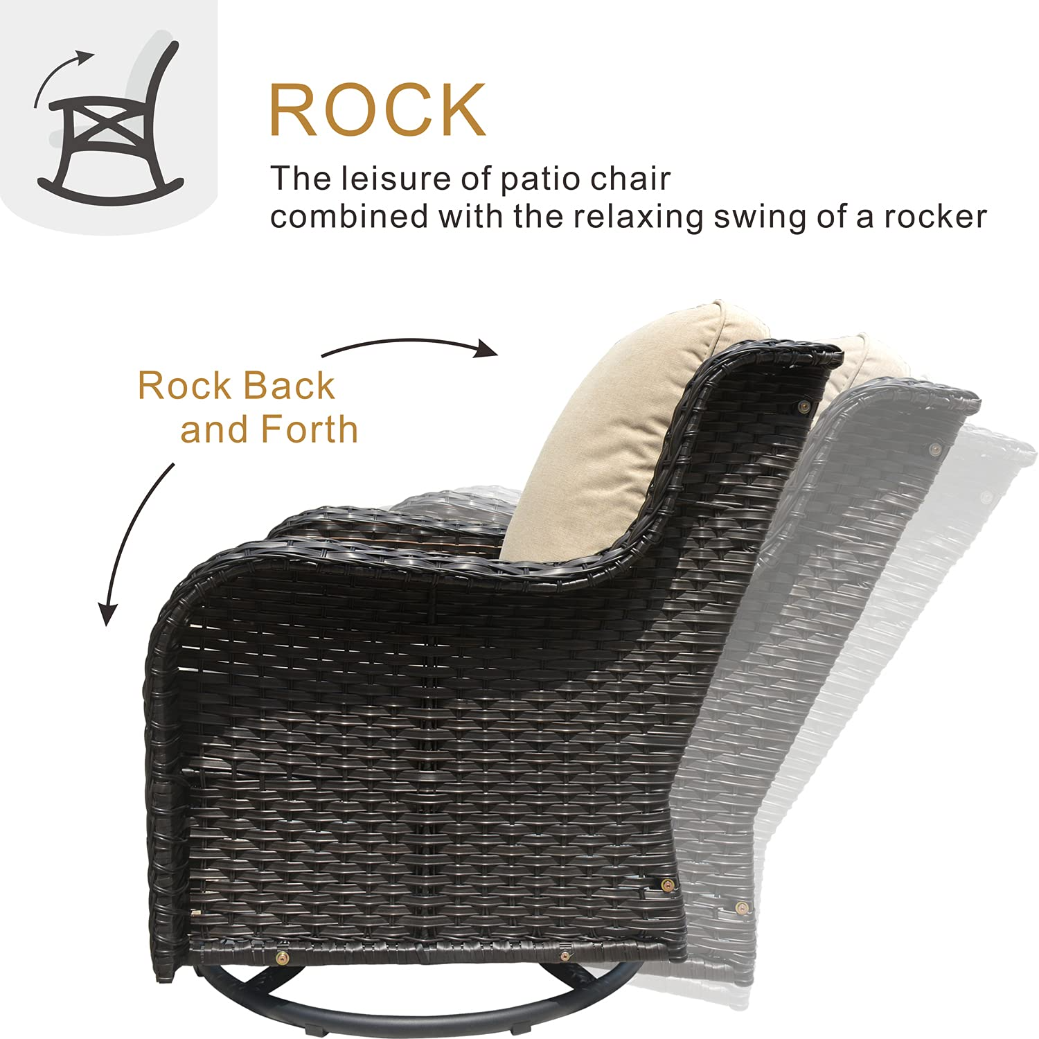 Patio Chair Wicker Swivel Rocker Patio Chairs Set of 2 &