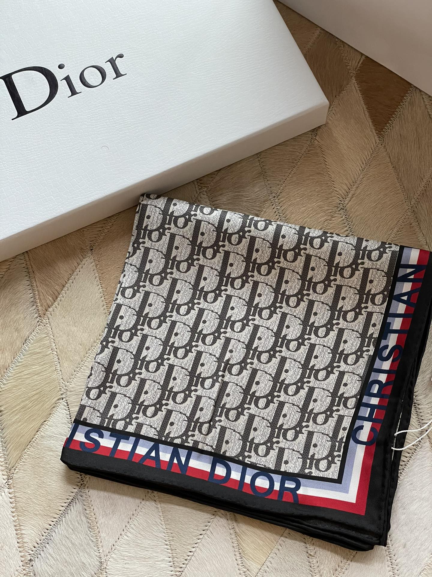 Dior Oblique Stripe Scarf Grey product images