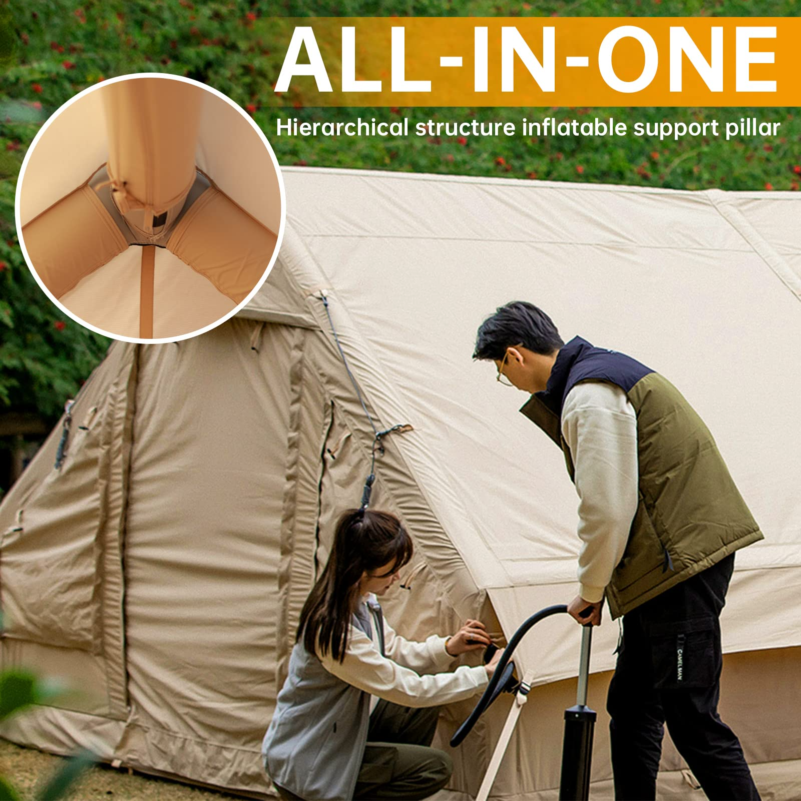 6.3m2 Inflatable Cotton Series Tent Portable Family People Travel