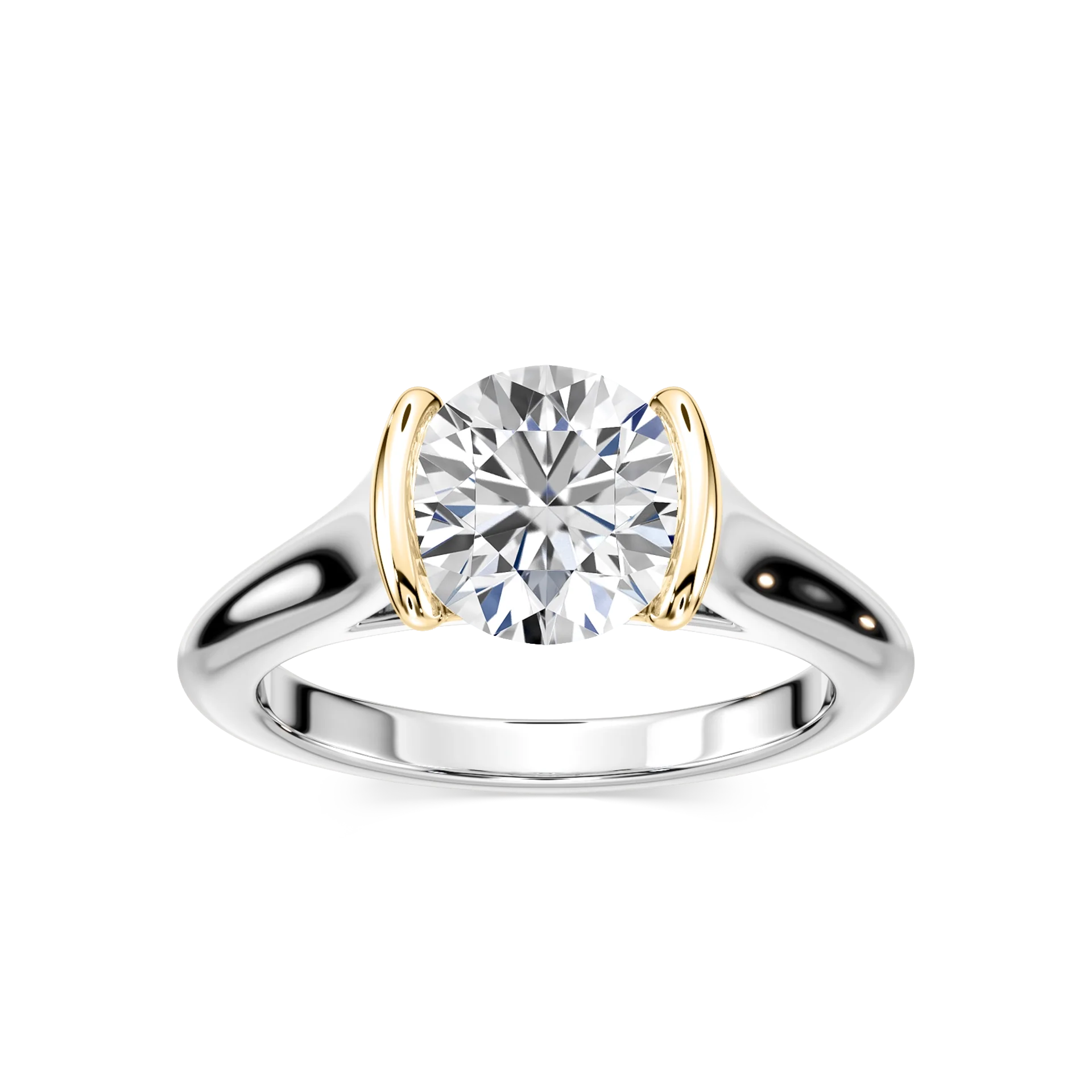 Audrey Round Lab Grown Diamond Half Bezel Solitaire Engagement Ring