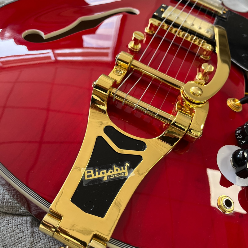 Electric Guitar ES 335 Red Semi Hollow Neck HH Pickups Gold Hardware
