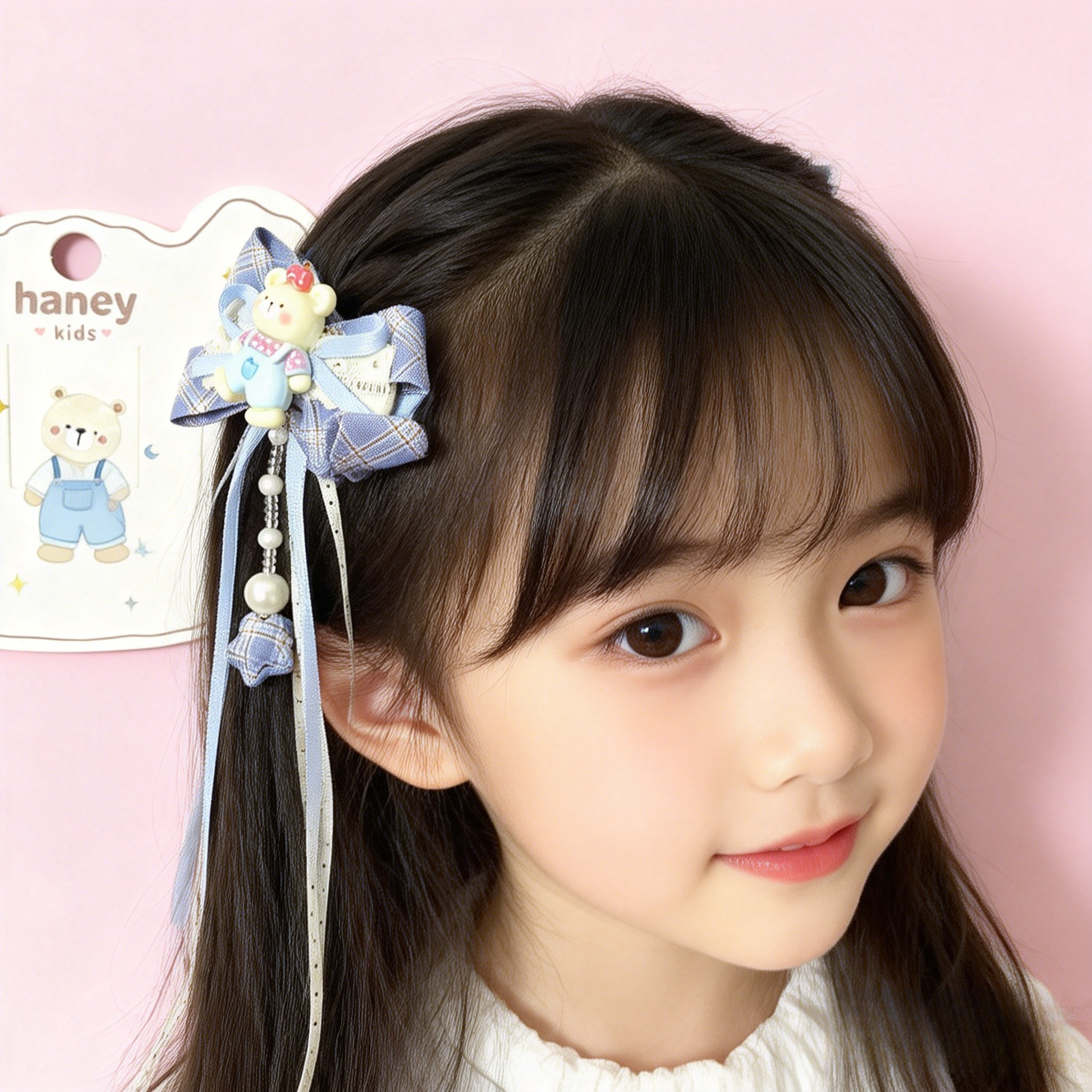 Blue Checkered Bow Clip