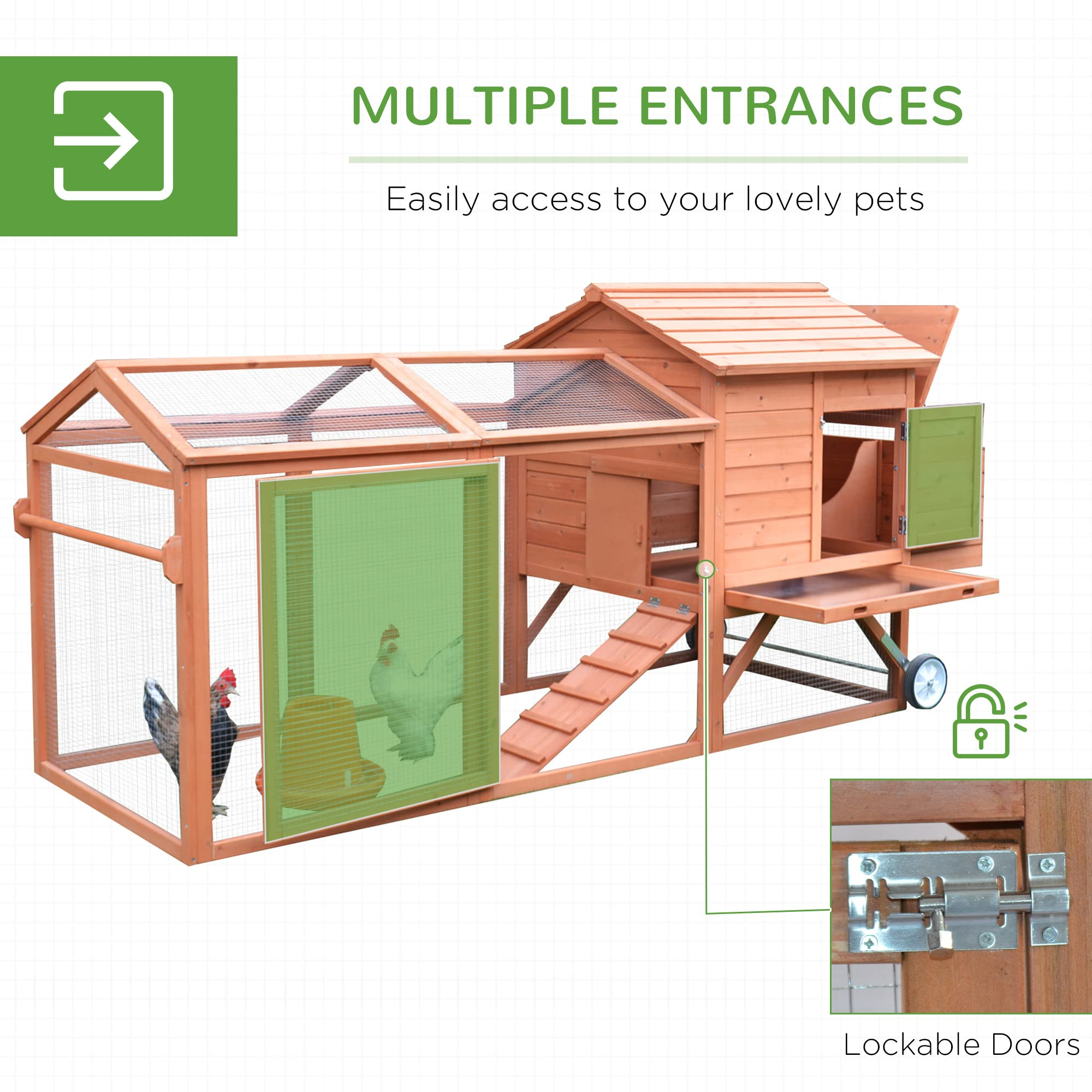 96.5 Chicken Coop Wooden Rabbit Hutch Portable Backyard