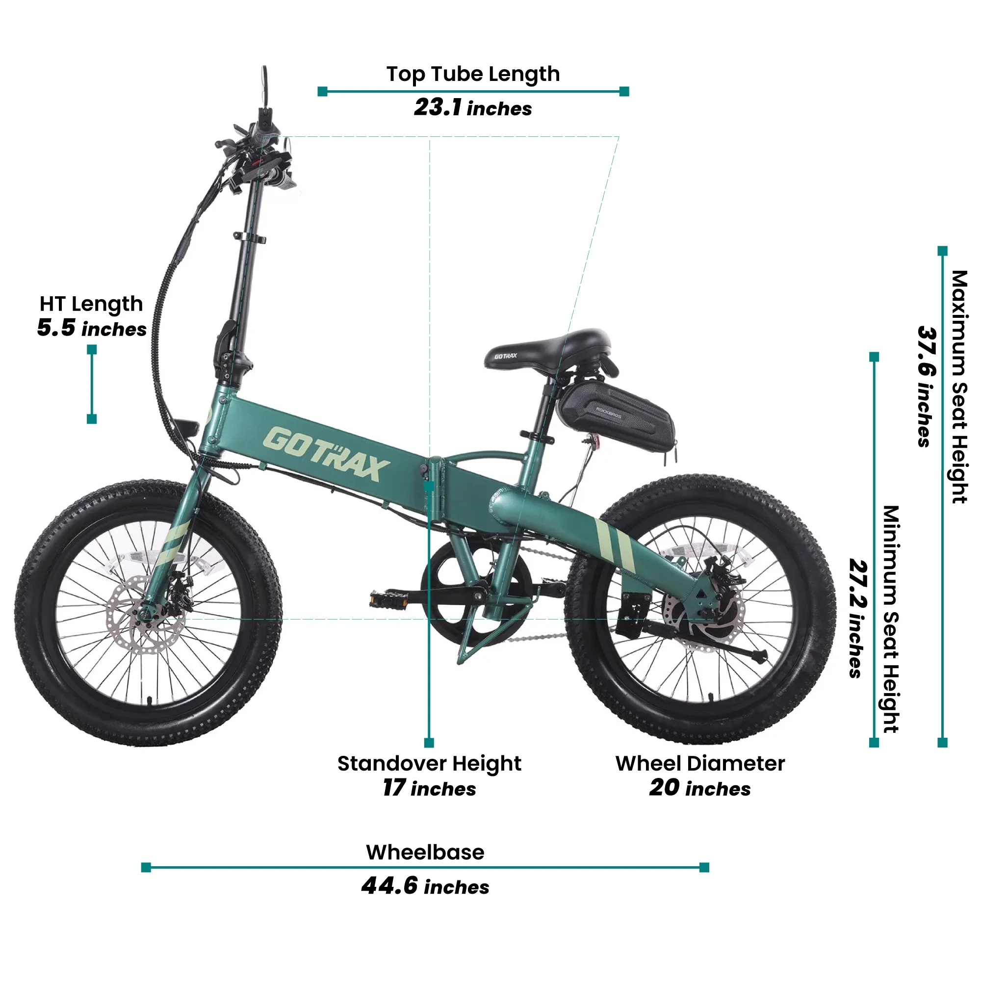 GOTRAX F1V2 20in Folding Electric Bike, 48V 10.4Ah, Black