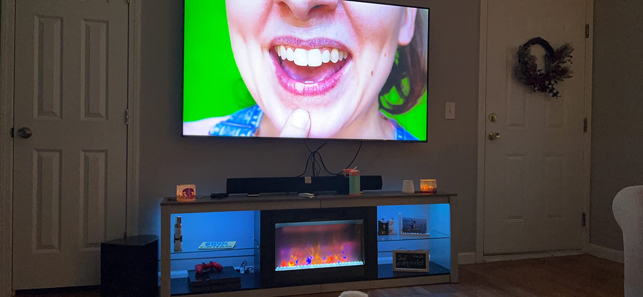 Fireplace TV Stand for 75 inch TV with 23 inch Electric Fireplace