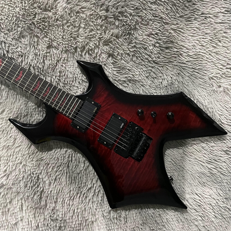 Burst Warlock Extreme Beast Electric Guitar Flamed 6 String HH Active