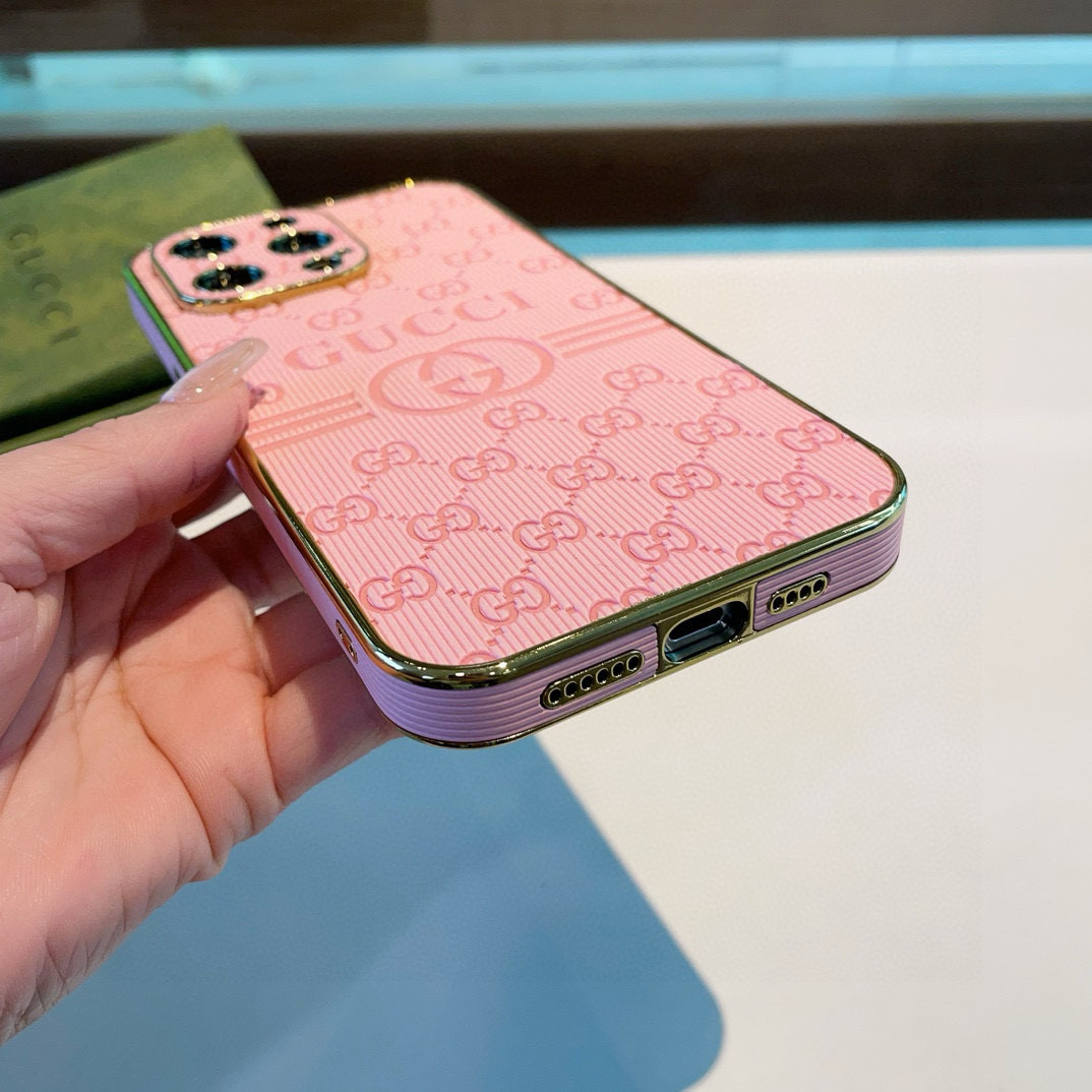 Gucci Electroplated Side Embossed Phone Case | Full Coverage Precision Cutout
