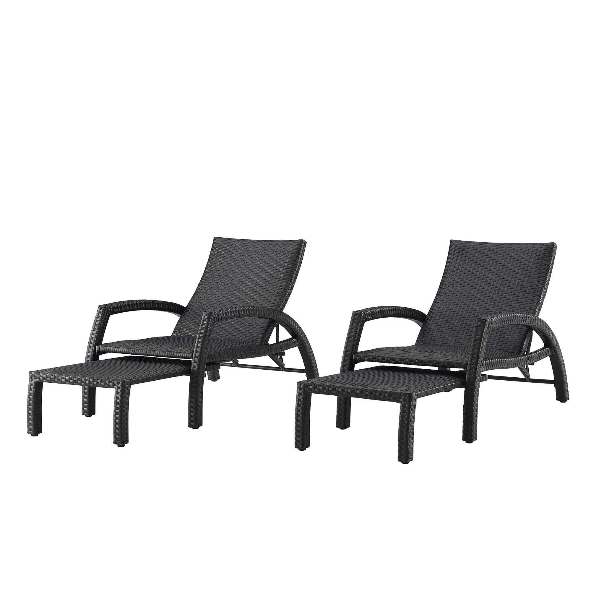 Outdoor Wicker Convertible Chaise Lounge Patio Woven Padded