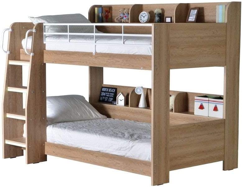 Kids Bunk Bed with Storage Shelves with 2x Pocket Sprung Mattress