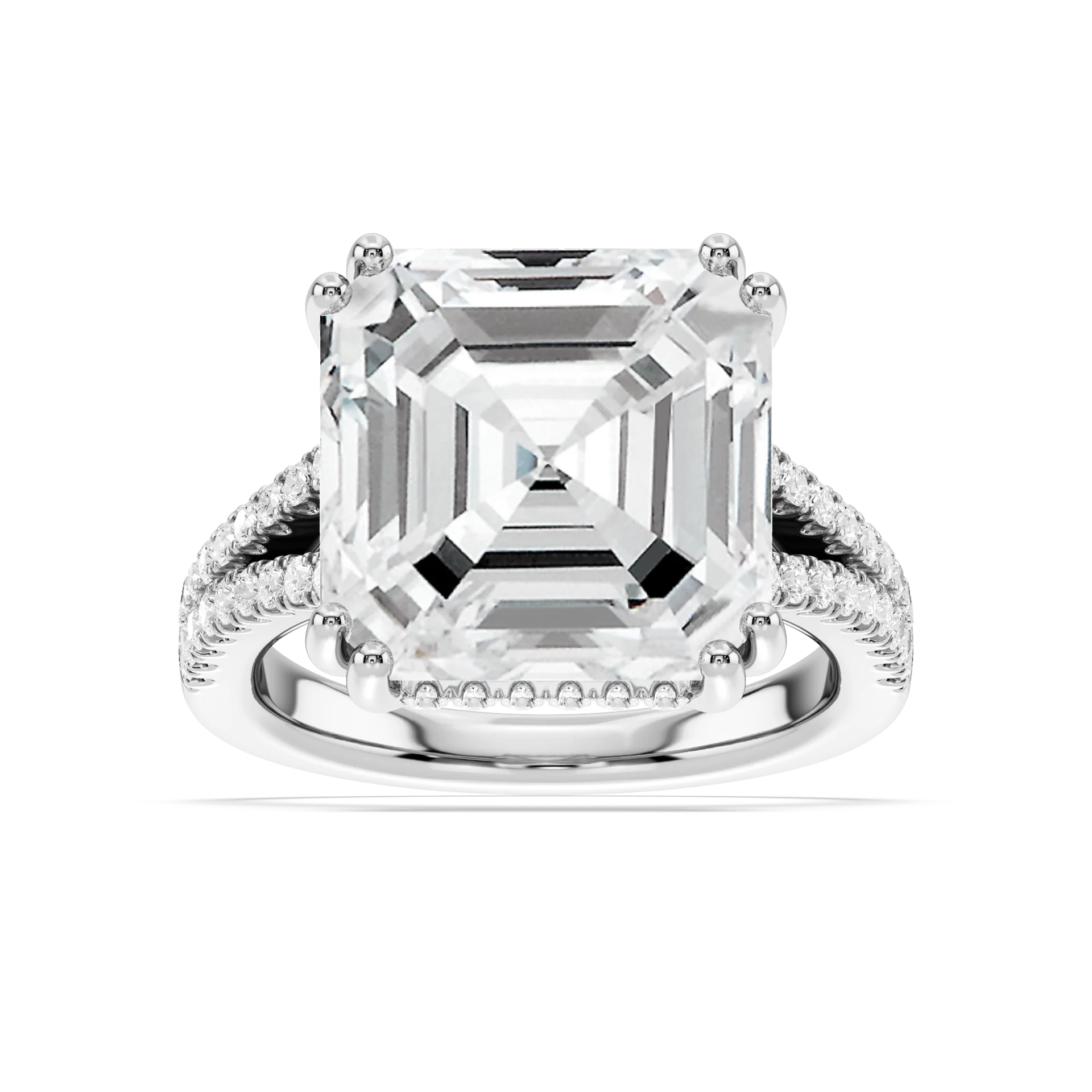 Paisley 15 ctw Asscher Lab Grown Diamond Split Shank Hidden Halo Engagement Ring - Signature Collection