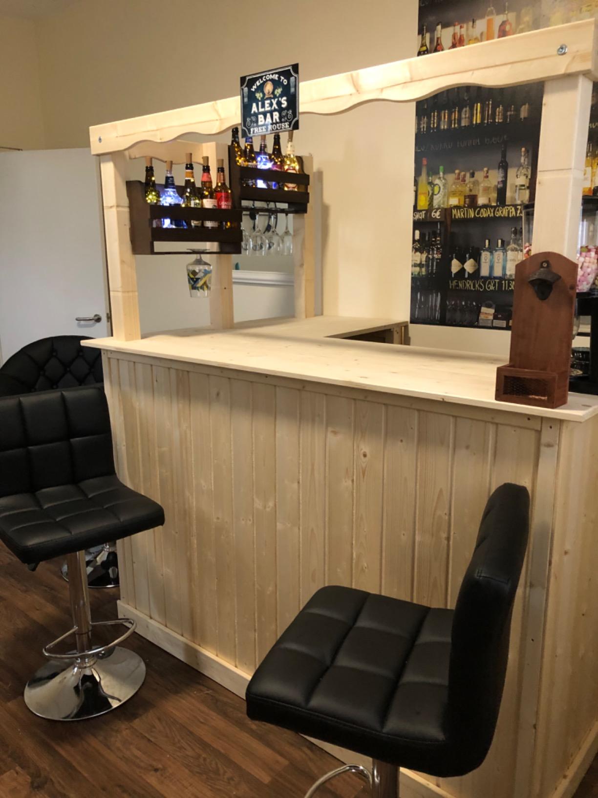 Corner Bar Counter Man Cave Home Bar Party Barware Wood Summer